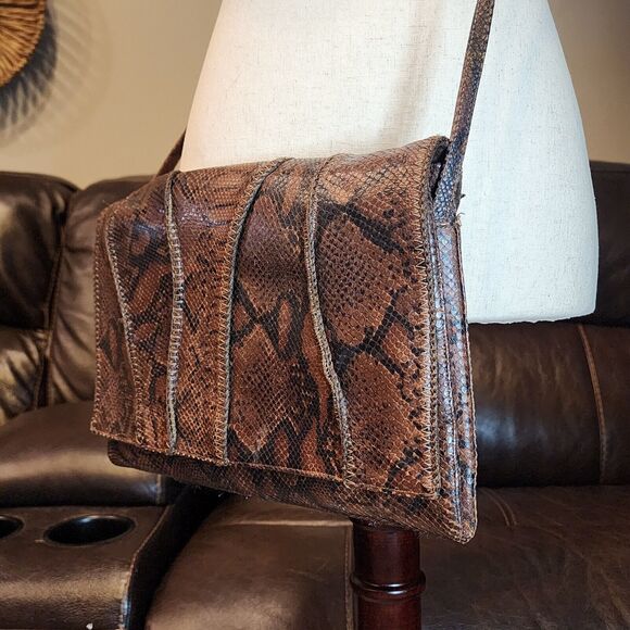 80s Vintage Sharif Snakeskin Reptile Texture Shoulder...